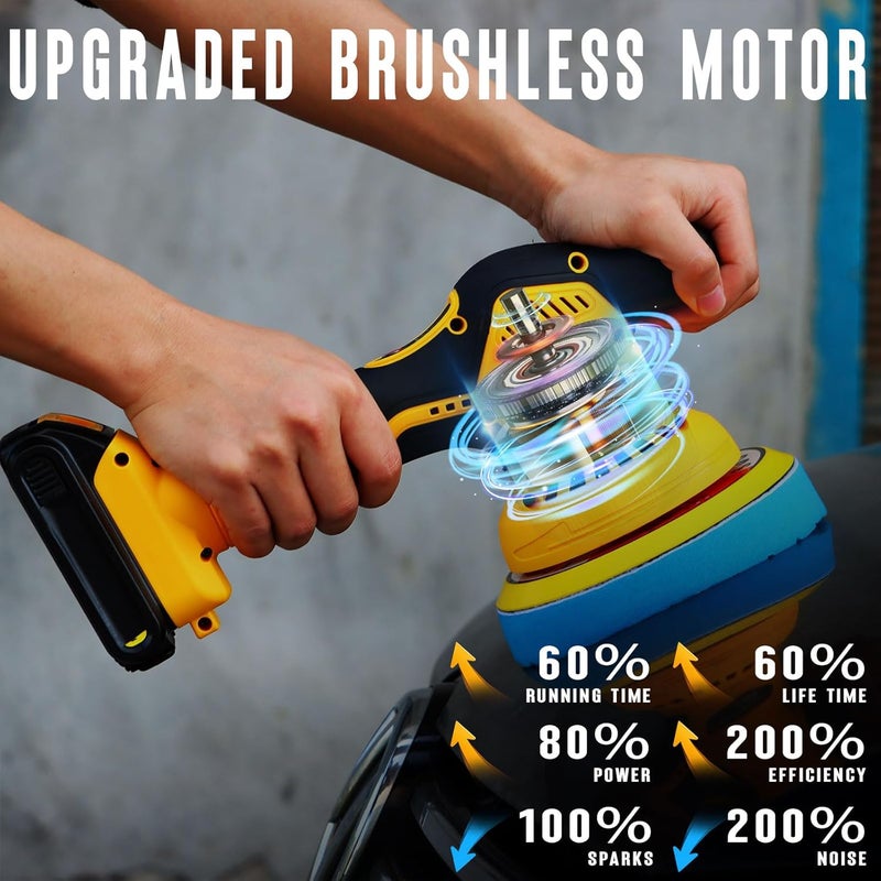 Alrigon Buffer Polisher Compatible with Dewalt 20V Battery, Cordless 6 Inch Orbital Buffer, Brushless Motor Car Buffer for Boat, Car Polishing and Waxing (Tool Only, NO Battery ) - Image 3